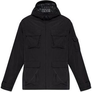 Versace Jeans Couture, Heren, Jassen, Zwart, Maat: S Leer,