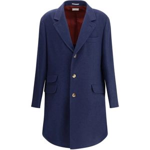 Brunello Cucinelli, Heren, Mantels, Blauw, Maat: 4XL Kasjmier,
