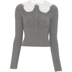 Self Portrait, Dames, Truien, Grijs, Maat: S