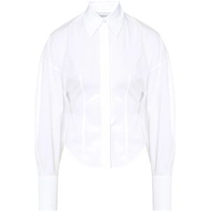 Sportmax, Dames, Blouses & Shirts, Wit, Maat: M Katoen,