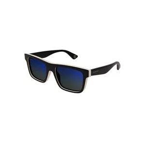 Gucci Stijlvolle Zwarte Zonnebril Blauwe Lenzen , Black , unisex , Maat: 56 MM