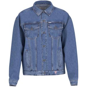 Guess, Heren, Jassen, Blauw, Maat: M Denim,