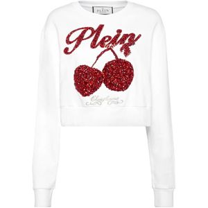 Philipp Plein, Dames, Sweatshirts & Hoodies, Wit, Maat: XS Katoen,