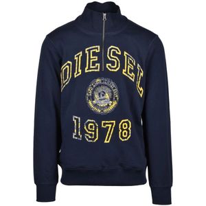 Diesel, Heren, Sweatshirts & Hoodies, Blauw, Maat: M Katoen,
