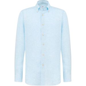 Kiton, Heren, Overhemden, Blauw, Maat: 3XL Linnen,
