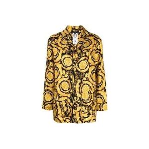 Versace Barocco Print Zijden Top , Black , Heren , Maat: M