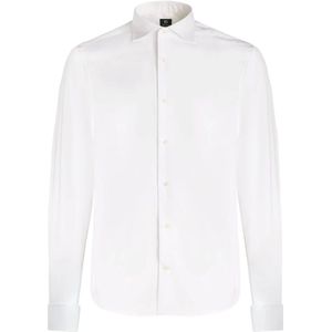 Boggi Milano - Slim Fit Pinpoint - Overhemd - Wit - Katoen - Kreukvast