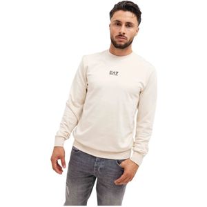 Emporio Armani, Heren, Sweatshirts & Hoodies, Beige, Maat: 3XL Katoen,