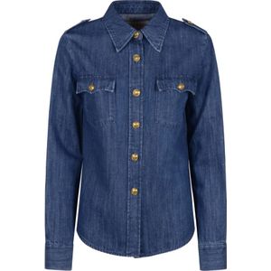 Valentino, Dames, Blouses & Shirts, Blauw, Maat: XS Denim,