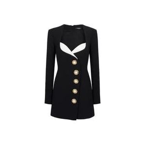 Balmain Asymmetrische krepegeknoopte jurk , Black , Dames , Maat: M