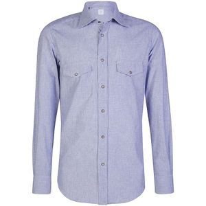 Eleventy, Heren, Overhemden, Blauw, Maat: S Katoen,