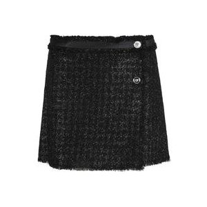 Versace Zwarte Vichy Rok met Lurex Tweed Stof , Black , Dames , Maat: 2XS