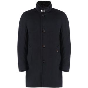 Moorer, Heren, Mantels, Blauw, Maat: L Wol,
