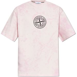 Stone Island, Heren, Tops, Roze, Maat: L Katoen,