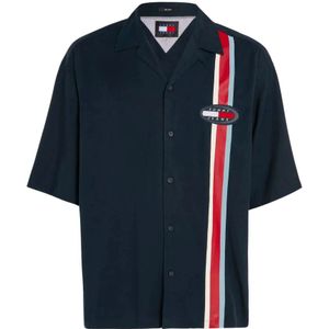 Tommy Jeans, Heren, Overhemden, Blauw, Maat: XS Katoen,