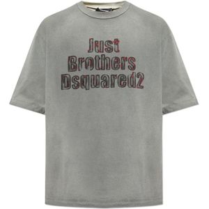 Dsquared2, Heren, Tops, Grijs, Maat: M Katoen,