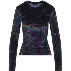Etro, Dames, Tops, Blauw, Maat: M Poliester,