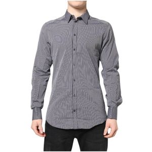 Dolce & Gabbana, Heren, Overhemden, Grijs, Maat: XS Katoen,