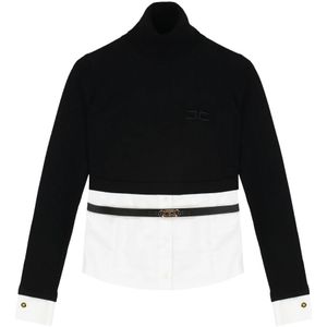 Elisabetta Franchi, Dames, Truien, Zwart, Maat: S Viscose,