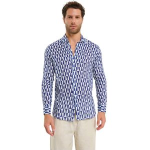Peninsula, Heren, Overhemden, Blauw, Maat: M Linnen,