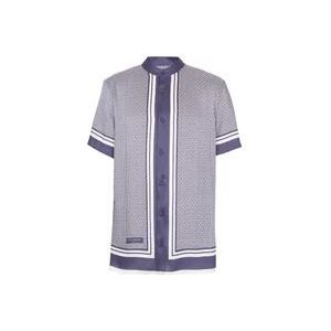 Balmain Overhemd met sjaalprint en monogram , Blue , Heren , Maat: XL