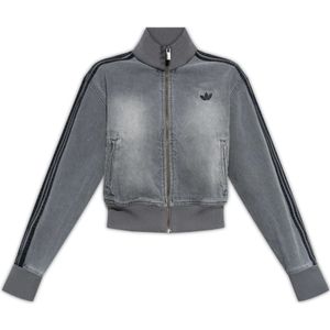 Adidas Originals, Dames, Jassen, Grijs, Maat: 2XS Denim,