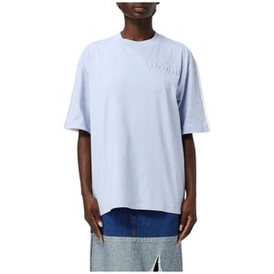 T-shirts - Blauw - Comfortable Short Sleeve Top met Borduurdetails