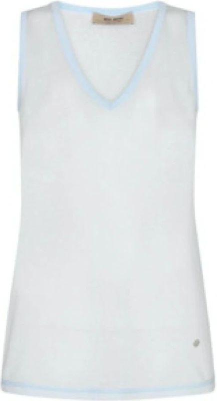 MOS MOSH - Blouseshirt - Lichtblauw - V-hals - Mouwloos