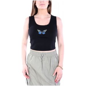 HUGO - Delarina - T-shirt - Blauw - Mouwloos - Ademend