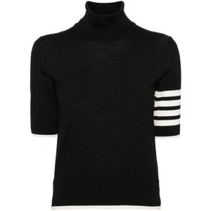 Thom Browne, Dames, Truien, Zwart, Maat: 2XS Wol,