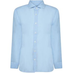 120% Lino, Heren, Overhemden, Blauw, Maat: 4XL Linnen,