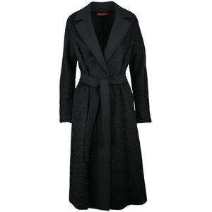 Max Mara Studio, Dames, Mantels, Zwart, Maat: 2XS Wol,