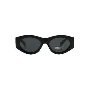 Prada Gedurfde Ovale Zonnebril - Zwart , Black , unisex , Maat: L