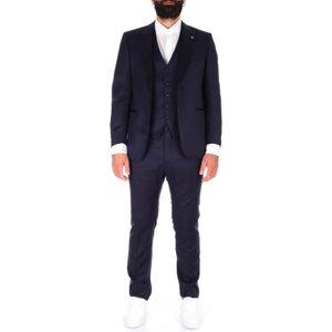 Tagliatore, Heren, Pakken, Blauw, Maat: L Wol,