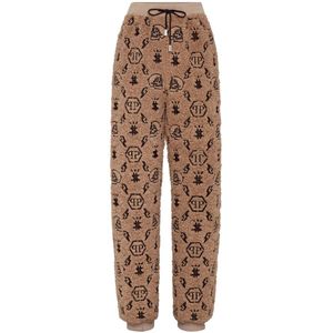 Philipp Plein, Dames, Broeken, Beige, Maat: M Fleece,
