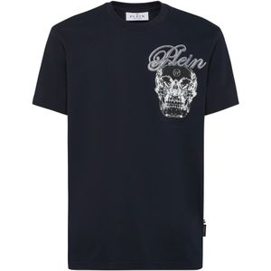 Philipp Plein, Heren, Tops, Blauw, Maat: 3XL Katoen,