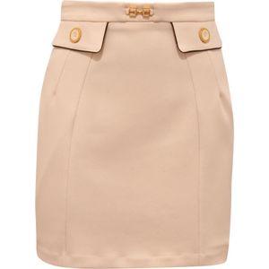 Elisabetta Franchi, Dames, Rokken, Beige, Maat: S Leer,