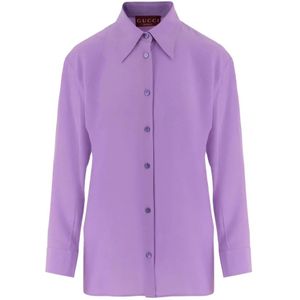 Gucci, Dames, Blouses & Shirts, Paars, Maat: XS Zijde,