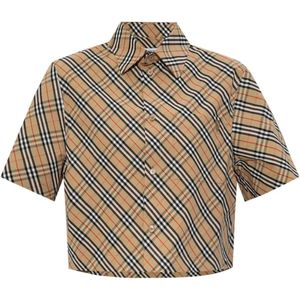 Burberry, Dames, Blouses & Shirts, Beige, Maat: XS Katoen,