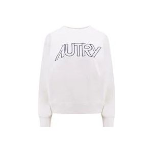 Autry Witte Katoenen Sweatshirt met Geborduurd Logo , White , Dames , Maat: XS