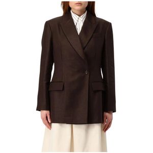 Brunello Cucinelli, Dames, Jassen, Bruin, Maat: XL Linnen,