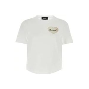 Dsquared2 Wit Jersey T-Shirt , White , Dames , Maat: S