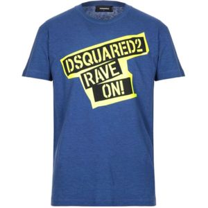 Dsquared2, Heren, Tops, Blauw, Maat: S Katoen,