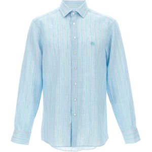 Etro, Heren, Overhemden, Blauw, Maat: XL Linnen,