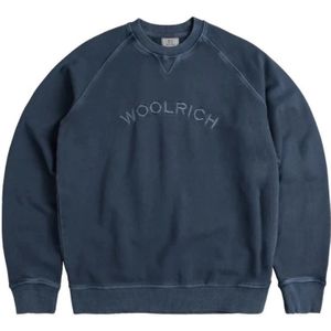 Woolrich, Heren, Sweatshirts & Hoodies, Blauw, Maat: XL Katoen,