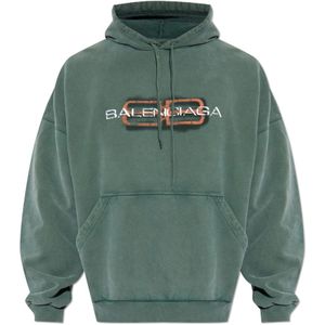 Balenciaga, Heren, Sweatshirts & Hoodies, Groen, Maat: XL Katoen,