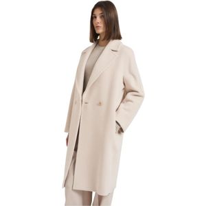 Max Mara Studio, Dames, Mantels, Beige, Maat: S Wol,