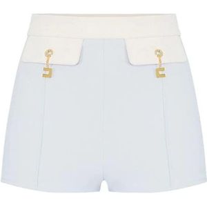 Elisabetta Franchi, Dames, Korte broeken, Blauw, Maat: S Leer,