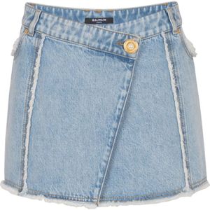 Balmain Asymmetrische denim rok , Blue , Dames , Maat: XS