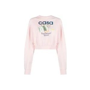 Casablanca Gedrukte Crop Sweater , Pink , Dames , Maat: M